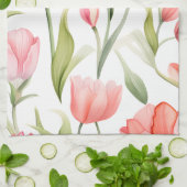 Elegante Waterverf Tulpen Theedoek (Gevouwen)