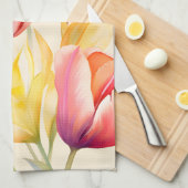 Elegante Waterverf Tulpen Theedoek (Quarter Fold)