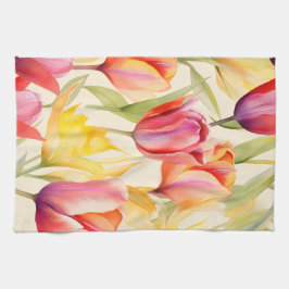 Elegante Waterverf Tulpen Theedoek