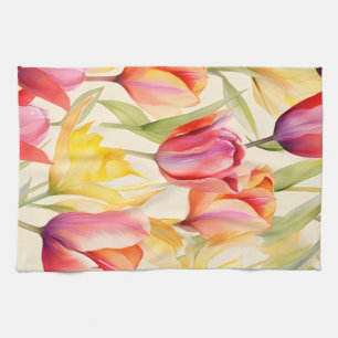 Elegante Waterverf Tulpen Theedoek