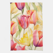 Elegante Waterverf Tulpen Theedoek (Verticaal)