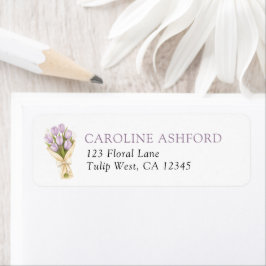 Elegante waterverf tulpen trouw retouradres etiket