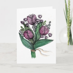 Elegante waterverf tulpenboeket bloemengroet C Kaart