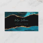 elegante waterverf turkooise agate visitekaartje (Voorkant)