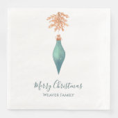Elegante Waterverf turquoise kerstbal Servet (Voorkant)