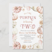 Elegante Waterverf Twee 2e Verjaardag Pompoen is o Kaart (Voorkant)
