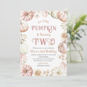 Elegante Waterverf Twee 2e Verjaardag Pompoen is o Kaart (Staand voorkant)