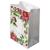 Elegante Waterverf Vakantie Bloemen Medium Cadeauzakje (Achterkant Gekanteld)