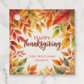 Elegante Waterverf val verlaat grens Thanksgiving Bedankjes Labels (Voorkant)