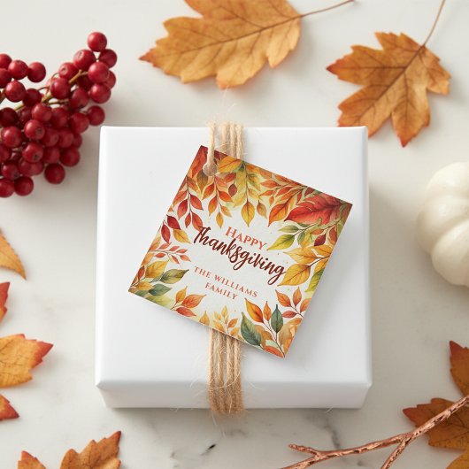 Elegante Waterverf val verlaat grens Thanksgiving Bedankjes Labels