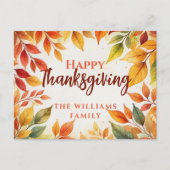 Elegante Waterverf val verlaat grens Thanksgiving Briefkaart (Voorkant)