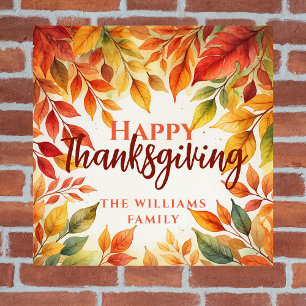 Elegante Waterverf val verlaat grens Thanksgiving Poster