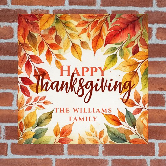 Elegante Waterverf val verlaat grens Thanksgiving Poster