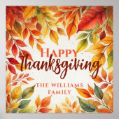 Elegante Waterverf val verlaat grens Thanksgiving Poster (Voorkant)