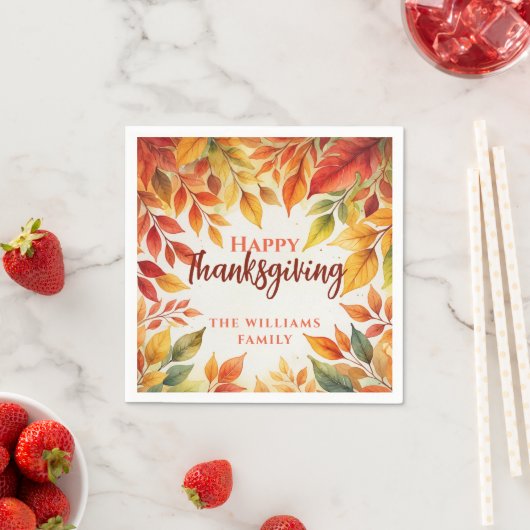 Elegante Waterverf val verlaat grens Thanksgiving Servet (Insitu)