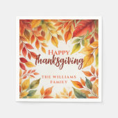 Elegante Waterverf val verlaat grens Thanksgiving Servet (Voorkant)