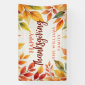 Elegante Waterverf val verlaat grens Thanksgiving Spandoek (Verticaal)