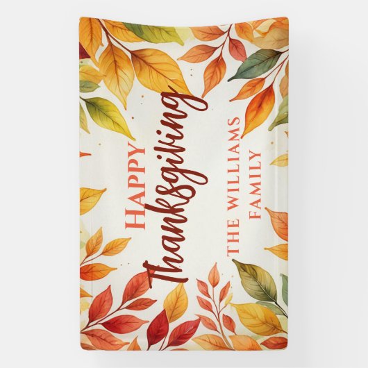 Elegante Waterverf val verlaat grens Thanksgiving Spandoek (Verticaal)