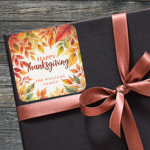 Elegante Waterverf val verlaat grens Thanksgiving Vierkante Sticker