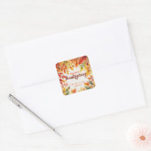 Elegante Waterverf val verlaat grens Thanksgiving Vierkante Sticker (Envelop)
