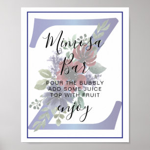 Elegante waterverf van een rood & blauw bloemenboe poster
