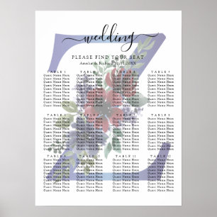 Elegante waterverf van een rood & blauw bloemenboe poster