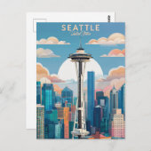 Elegante  waterverf van Washington DC Briefkaart (Voorkant / Achterkant)