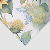 Elegante Waterverf van zonnebloemen en hortensia's Tissuepapier (Detail)