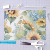 Elegante Waterverf van zonnebloemen en hortensia's Tissuepapier (Craft)