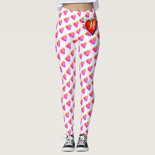 Elegante Waterverf veren Custom Leggings (Voorkant)