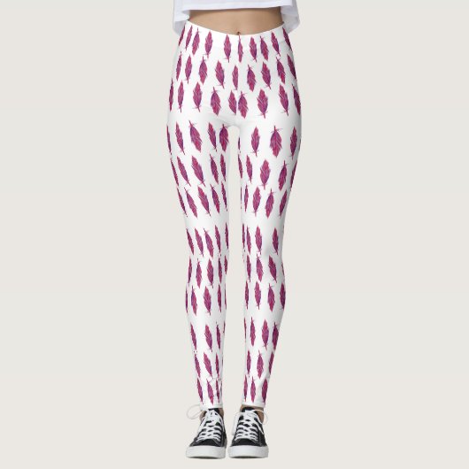 Elegante Waterverf veren Custom Leggings (Voorkant)