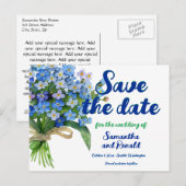 Elegante Waterverf Vergeet-me-niet Bruiloft Aankondigingskaart (Voorkant / Achterkant)