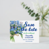 Elegante Waterverf Vergeet-me-niet Bruiloft Aankondigingskaart (Staand voorkant)