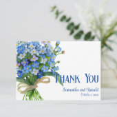Elegante Waterverf Vergeet-me-niet Bruiloft Dank j Kaart (Staand voorkant)