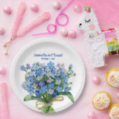 Elegante Waterverf Vergeet-me-niet Bruiloft Papieren Bordje (Feest)