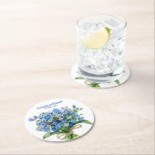 Elegante Waterverf Vergeet-me-niet Bruiloft Ronde Kartonnen Onderzetter (Insitu)
