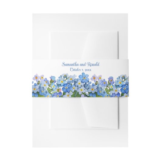 Elegante Waterverf Vergeet-me-niet Bruiloft Uitnodigingen Wikkel (Voorkant Voorbeeld)
