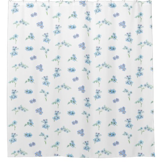 Elegante Waterverf Vergeet mij niet Flowers Douchegordijn (Voorkant)