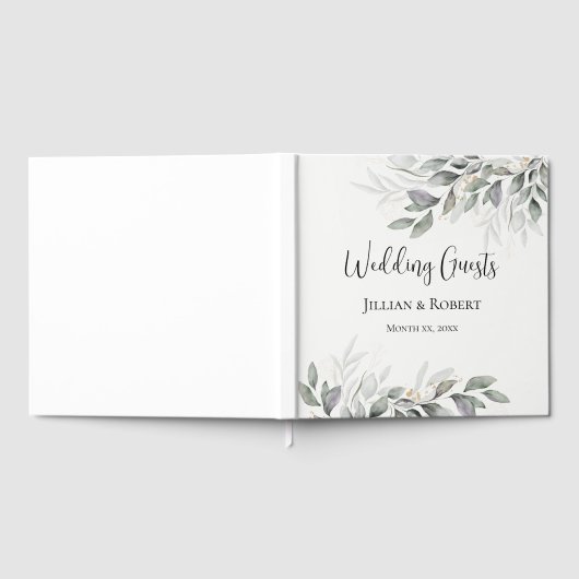 Elegante Waterverf verlaat bruiloft gastenboek (Volledig)