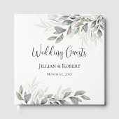 Elegante Waterverf verlaat bruiloft gastenboek (Voorkant)