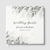 Elegante Waterverf verlaat bruiloft gastenboek (Voorkant)