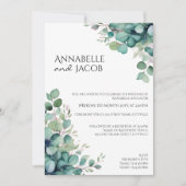 Elegante Waterverf verlaat bruiloft uitnodiging (Voorkant)