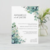Elegante Waterverf verlaat bruiloft uitnodiging (Staand voorkant)