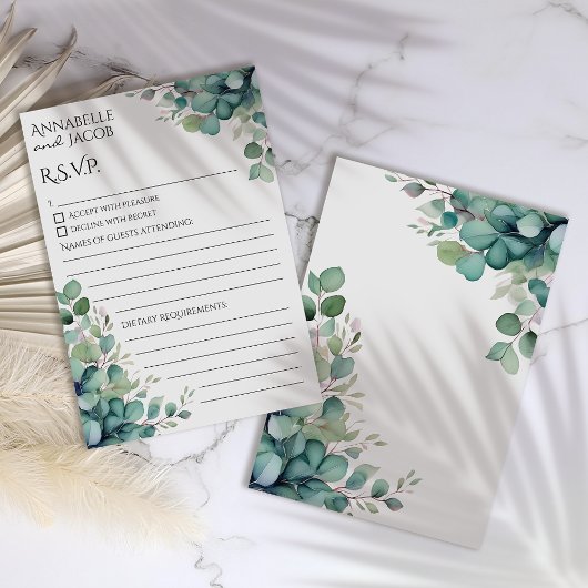 Elegante Waterverf verlaat RSVP-kaart Save The Date