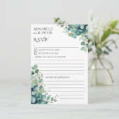 Elegante Waterverf verlaat RSVP-kaart Save The Date (Staand voorkant)