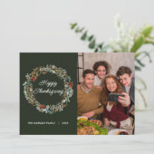 Elegante Waterverf verlaat Thanksgiving Foto Feestdagenkaart (Staand voorkant)