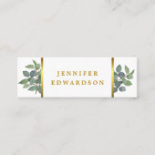 Elegante waterverf verlaat witgouden professional mini visitekaartje (Voorkant)