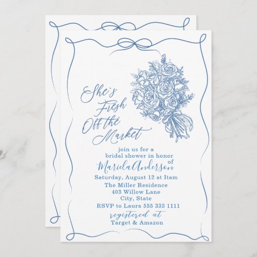 Elegante Waterverf vers van de markt Bridal Sh Kaart (Voorkant / Achterkant)