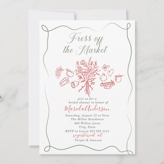 Elegante Waterverf vers van de markt Bridal Sh Kaart (Voorkant)