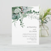 Elegante Waterverf vetplanten groen bruiloft Kaart (Staand voorkant)